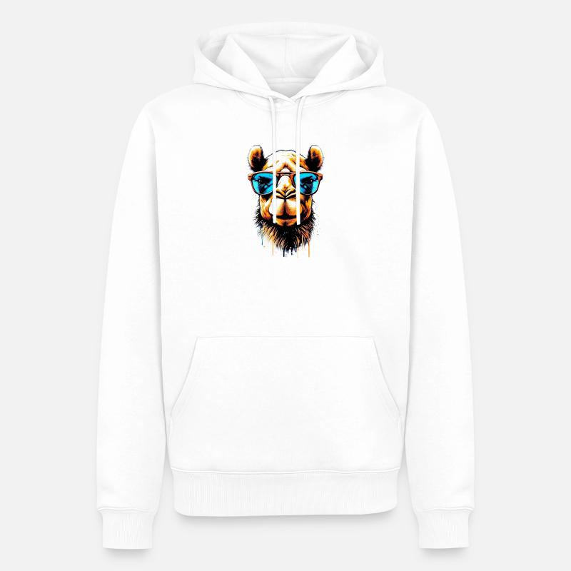 Camel avec lunettes de soleil - Sweat à capuche Premium bio Homme - blanc