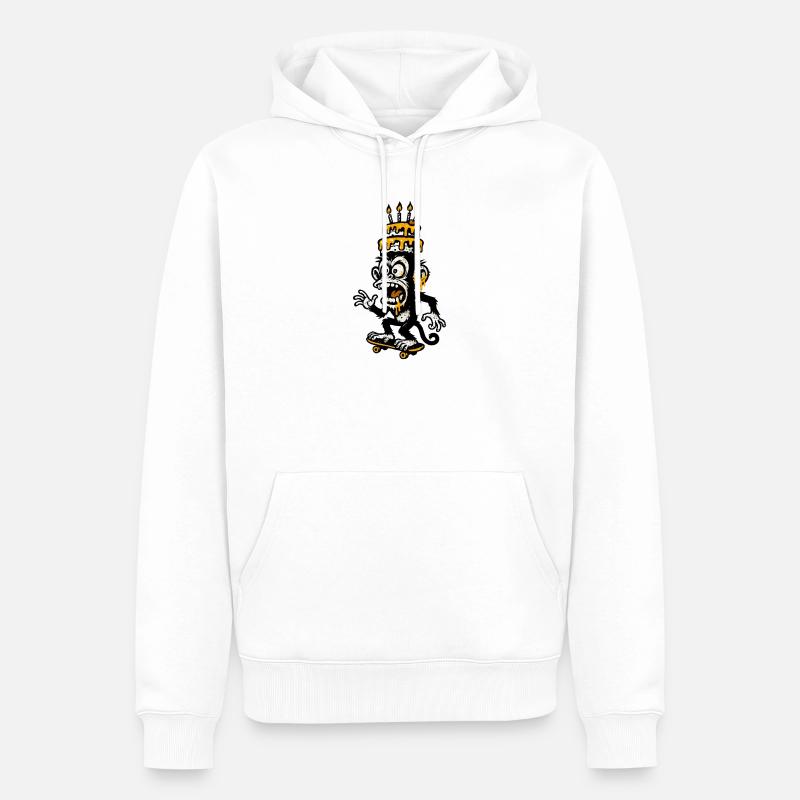 Absurde Affen Geburtstagstorte Illustration - Männer Premium Bio Hoodie - Weiß