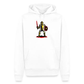 Gelber Ritter mit rotem Schwert - Männer Premium Bio Hoodie - Weiß - Vorne - Nico (187cm)