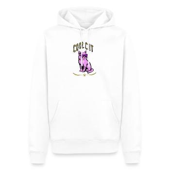 Pink Katze Sonnenbrille Stil - Männer Premium Bio Hoodie - Weiß - Vorne - Nico (187cm)