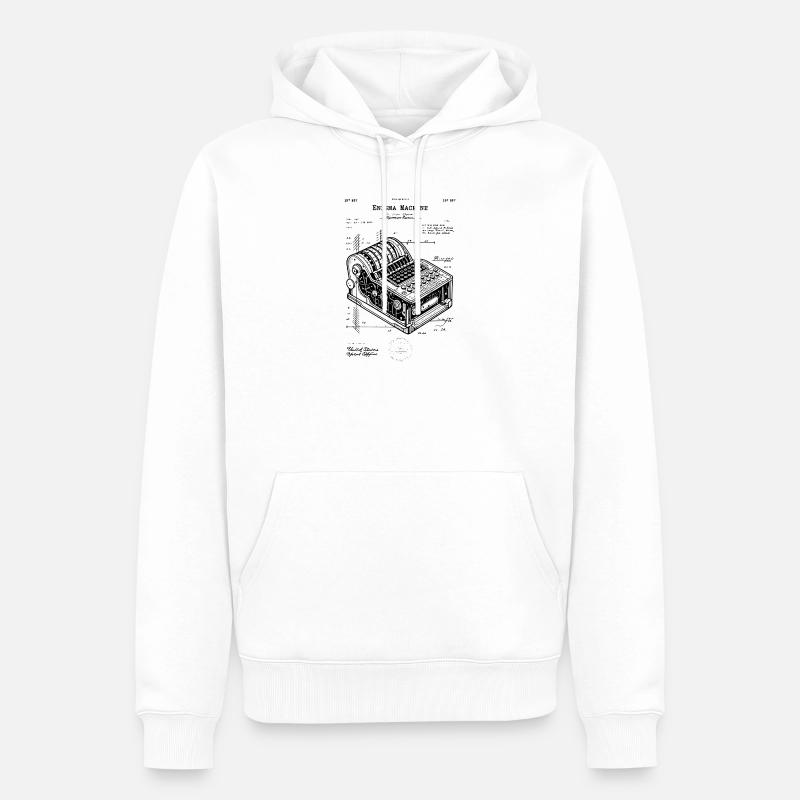 Brevet de plan de machine Enigma - Sweat à capuche Premium bio Homme - blanc