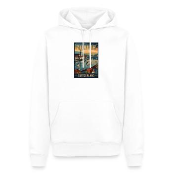 Visit Zurich in Switzerland - Vintage Travel Art - Men’s Premium Organic Hoodie - white - Front - Nico (187cm)