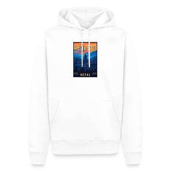 Entdecken Sie den mystischen Charme von Kathmandu in Nepal - Männer Premium Bio Hoodie - Weiß - Vorne - Nico (187cm)