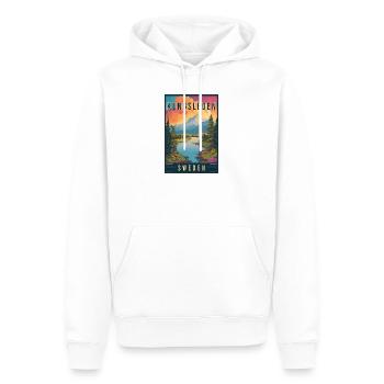 Découvrez les sentiers de randonnée du Kungsleden en Suède - Sweat à capuche Premium bio Homme - blanc - Devant - Nico (187cm)