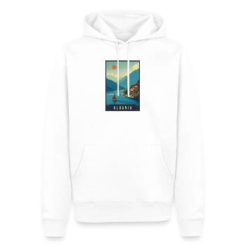Découvrez les plages et les villes historiques d’Albanie - Sweat à capuche Premium bio Homme - blanc - Devant - Nico (187cm)
