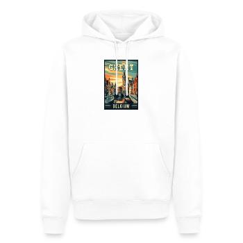 Découvrez le charme historique de Gand en Belgique - Sweat à capuche Premium bio Homme - blanc - Devant - Nico (187cm)