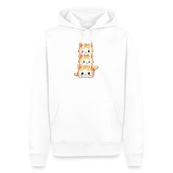 Trio de chatons empilés - Sweat à capuche Premium bio Homme - blanc - Devant - Nico (187cm)