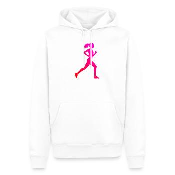 Geschenkidee für eine Laufsportlerin mit Laufsport - Männer Premium Bio Hoodie - Weiß - Vorne - Nico (187cm)