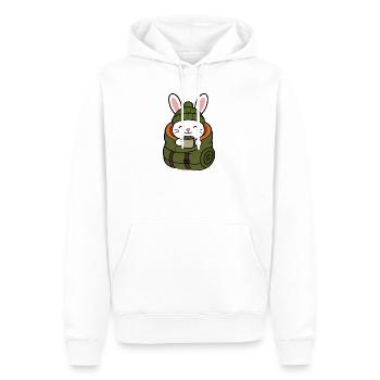 Randonnement en hiver avec un café - Sweat à capuche Premium bio Homme - blanc - Devant - Nico (187cm)