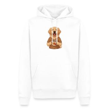 Golden Retriever Coffee Fall Dog Motif - Sweat à capuche Premium bio Homme - blanc - Devant - Nico (187cm)