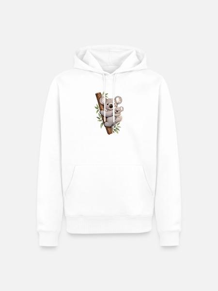 Koala und ihr Kalb - Männer Premium Bio Hoodie - Weiß