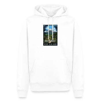 Erleben Sie den Taranaki Mountain in Neuseeland - Männer Premium Bio Hoodie - Weiß - Vorne - Nico (187cm)
