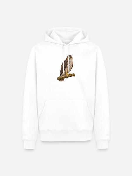 Habicht auf dem Ast - Männer Premium Bio Hoodie - Weiß