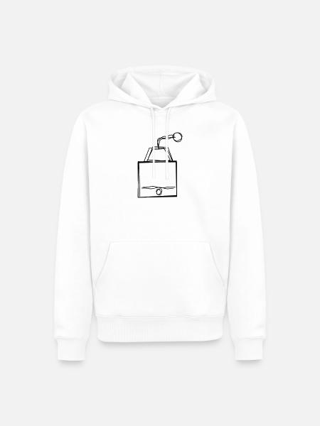 Kaffeemühle handgezeichnet - Männer Premium Bio Hoodie - Weiß