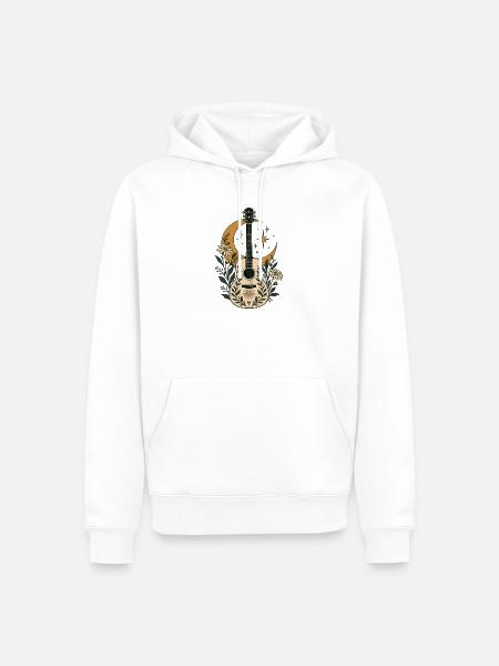 Mondgitarre im Blütenwald - Männer Premium Bio Hoodie - Weiß
