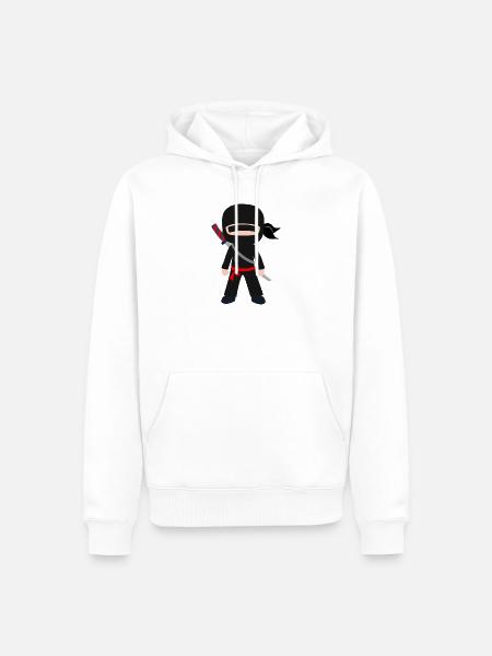 Ninja Cartoon mit Schwert - Männer Premium Bio Hoodie - Weiß