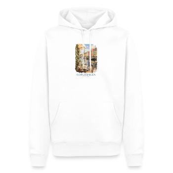 Kopenhagen, Dänemark Gemütlicher Hafen - Männer Premium Bio Hoodie - Weiß - Vorne - Nico (187cm)