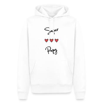 BONNE FÊTE. FÊTE DES MÈRES. FÊTE DES PÈRES. FÊTE - Sweat à capuche Premium bio Homme - blanc - Devant - Nico (187cm)