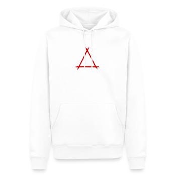 Alchemy icon fire red - Men’s Premium Organic Hoodie - white - Front - Nico (187cm)