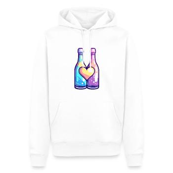 Flasche Paar Party Sekt Liebe Herz Valentinstag - Männer Premium Bio Hoodie - Weiß - Vorne - Nico (187cm)