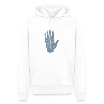 Handlinien - Männer Premium Bio Hoodie - Weiß - Vorne - Nico (187cm)