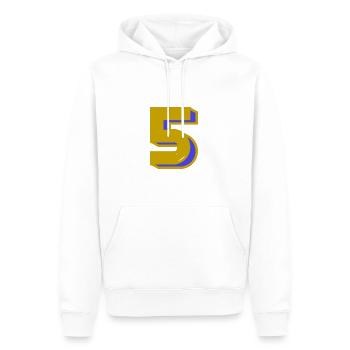 5. 5 YEARS. 5th ANNIVERSARY. 5 YEAR ANNIVERSARY - Men’s Premium Organic Hoodie - white - Front - Nico (187cm)