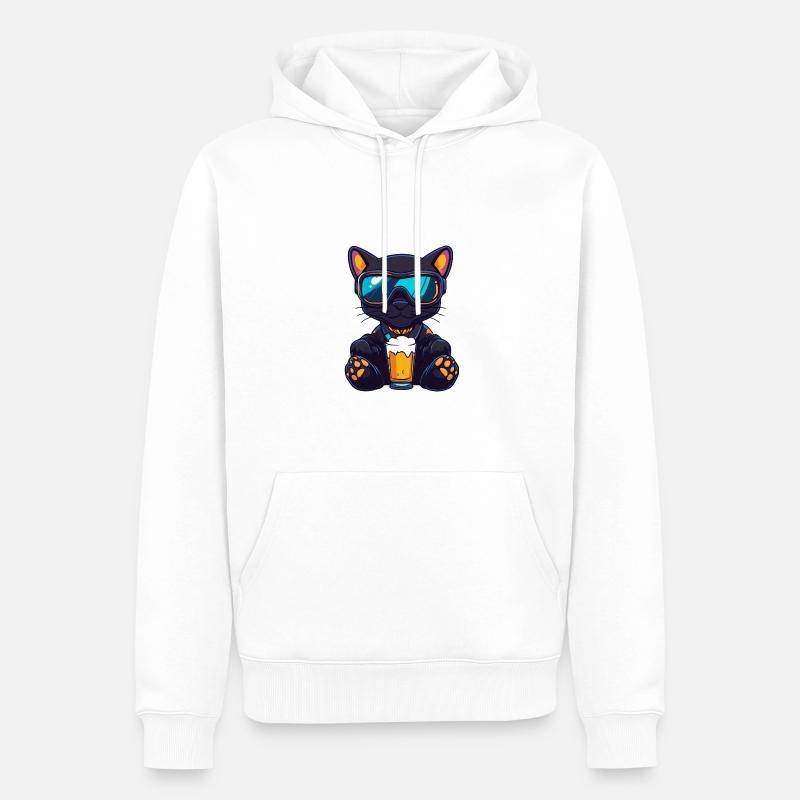 Bière de ski Panther - Sweat à capuche Premium bio Homme - blanc