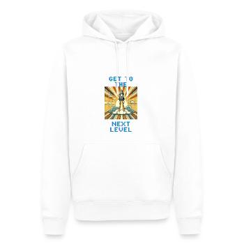 get to the next level - Männer Premium Bio Hoodie - Weiß - Vorne - Nico (187cm)