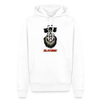 Le Sanglier, Moi Je Le Chasse ! - Sweat à capuche Premium bio Homme - blanc - Devant - Nico (187cm)