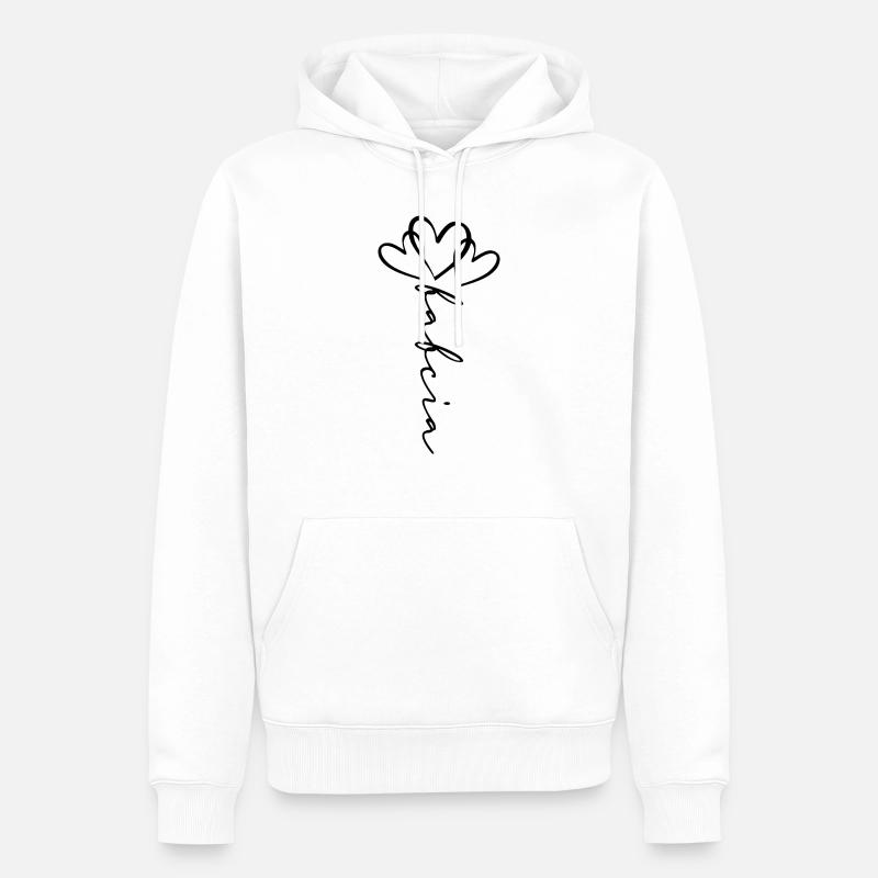 Babcia écriture coeur fleur - Sweat à capuche Premium bio Homme - blanc