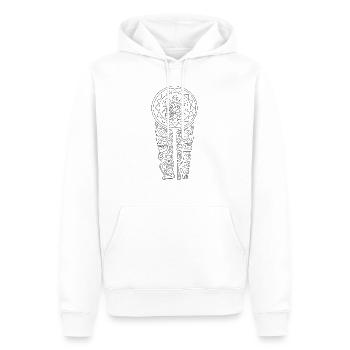 logo poitrine maori 103 blanc - Sweat à capuche Premium bio Homme - blanc - Devant - Nico (187cm)