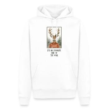 Cerf d’hiver Noël drôles d’images - Sweat à capuche Premium bio Homme - blanc - Devant - Nico (187cm)