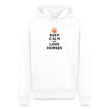 Keep Calm & Love Horses - Sweat à capuche Premium bio Homme - blanc - Devant - Nico (187cm)