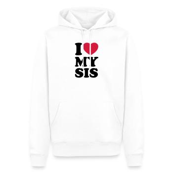 I love my sis - J'aime ma soeur - Sweat à capuche Premium bio Homme - blanc - Devant - Nico (187cm)