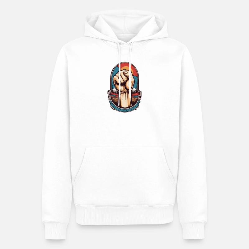 Faust hoch bleib Stark - Männer Premium Bio Hoodie - Weiß