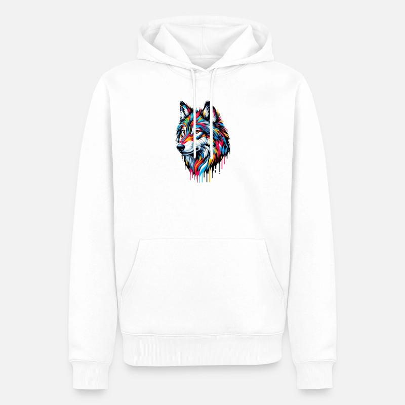 Wolf - Männer Premium Bio Hoodie - Weiß