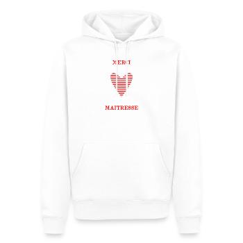 MERCI. MAÎTRESSE. COEUR. MAÎTRE. MERCI MAÎTRESSE. - Sweat à capuche Premium bio Homme - blanc - Devant - Nico (187cm)