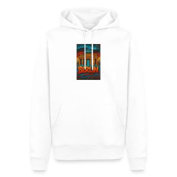 Grafiti Berlin T-shirt with Brandenburg Gate - Men’s Premium Organic Hoodie - white - Front - Nico (187cm)