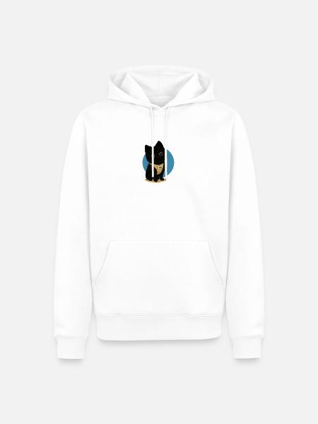 Niedlicher Hund in Schwarz mit Hundemarke - Männer Premium Bio Hoodie - Weiß