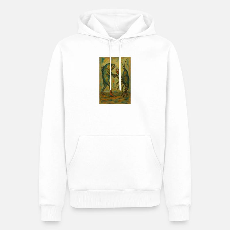 Abstrait Danse du poisson Impression d’art - Sweat à capuche Premium bio Homme - blanc