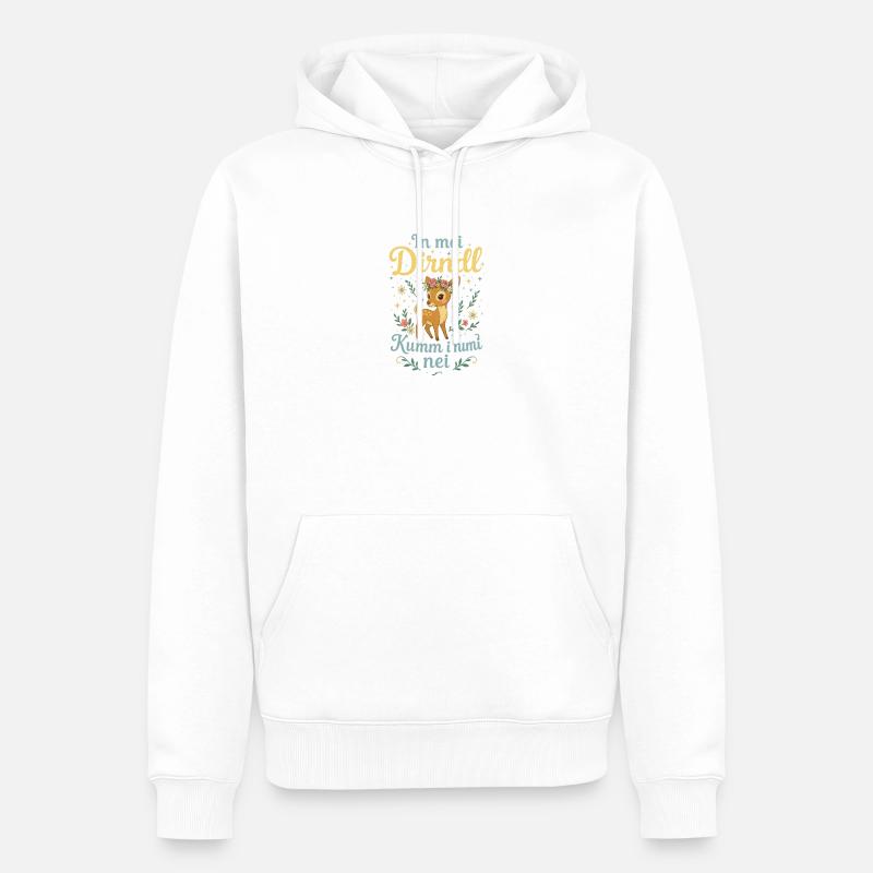 Dans mon Dirndl, je ne connais pas Funny Deer Shirt - Sweat à capuche Premium bio Homme - blanc