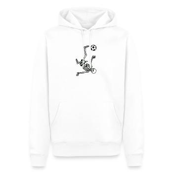 Skeleton with Football | Bicycle kick - Men’s Premium Organic Hoodie - white - Front - Nico (187cm)