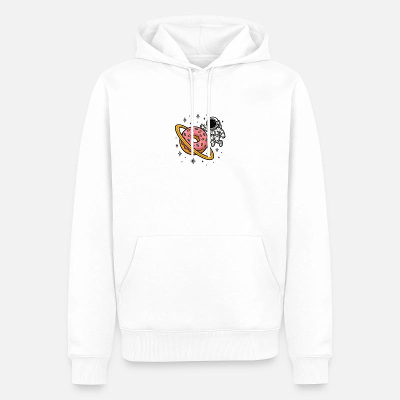 Astronaute de l’espace avec Donut Planet - Sweat à capuche Premium bio Homme - blanc