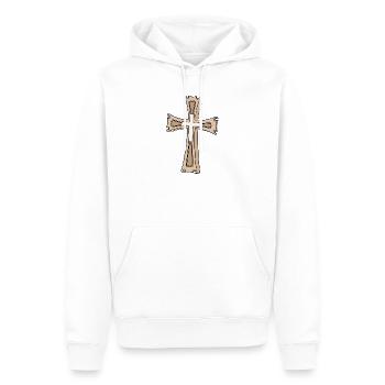Écusson en forme de croix ornée - Sweat à capuche Premium bio Homme - blanc - Devant - Nico (187cm)