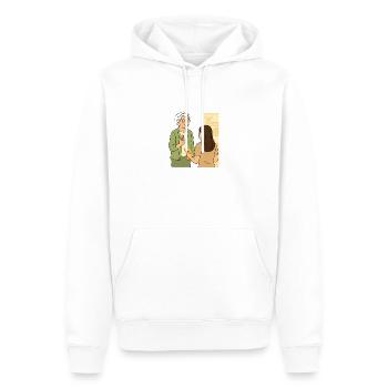 Mamie Karin - Sweat à capuche Premium bio Homme - blanc - Devant - Nico (187cm)