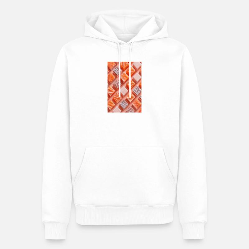 Lachs Tile Candy Grid - Männer Premium Bio Hoodie - Weiß