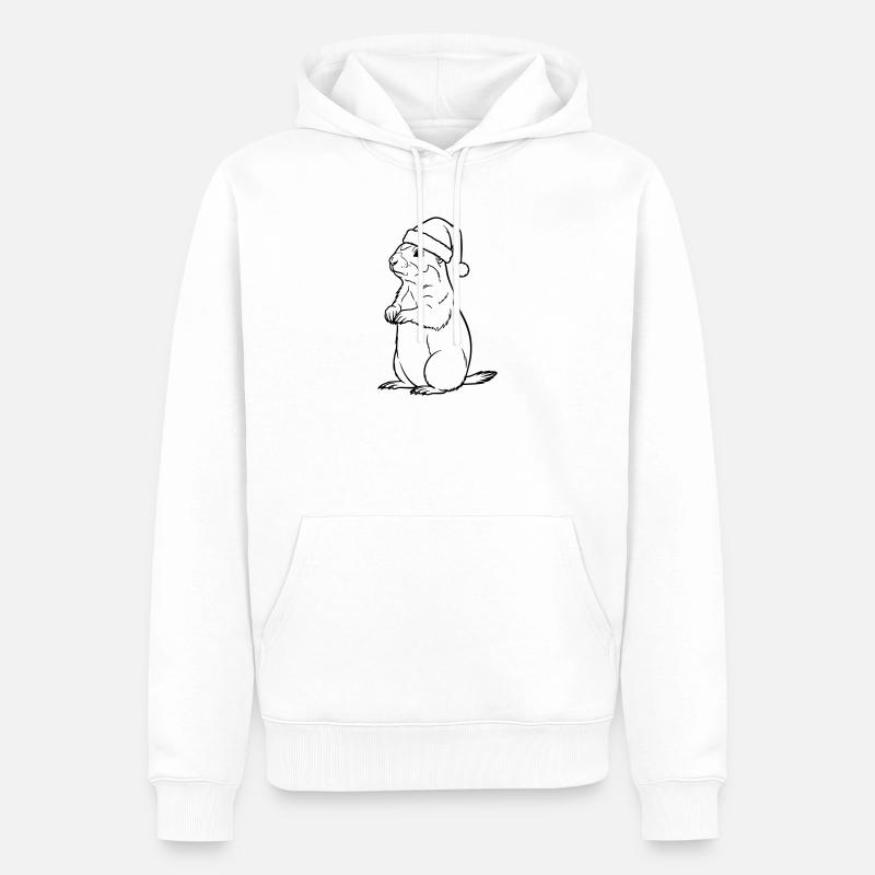 Weihnachts-Erdmännchen mit Mütze – Süßes Design - Männer Premium Bio Hoodie - Weiß