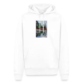Reflexion der Dampflokomotive - Männer Premium Bio Hoodie - Weiß - Vorne - Nico (187cm)