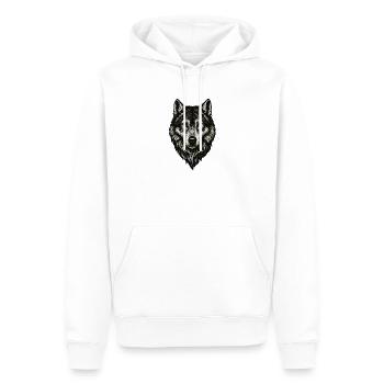 Art de la ligne de tête W Wolf noir et blanc - Sweat à capuche Premium bio Homme - blanc - Devant - Nico (187cm)