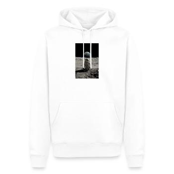 Lunar Explorer: Erde steigt über den Mond auf - Männer Premium Bio Hoodie - Weiß - Vorne - Nico (187cm)
